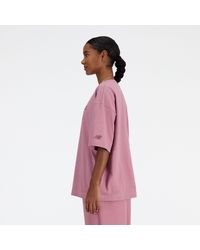 New Balance - Iconic Collegiate Jersey Oversized T-shirt In Pink Cotton Jersey - Lyst