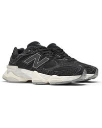 New Balance - 9060 In Black/white/grey Leather - Lyst