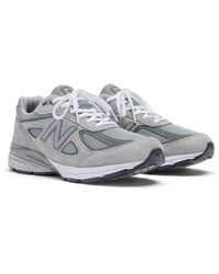 New Balance - Made In Usa 990v4 Core In Grey Leather - Lyst