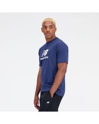 New Balance - Essentials Stacked Logo Cotton Jersey Short Sleeve T-shirt - Lyst