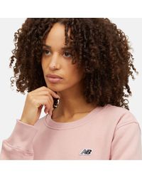 New Balance - Nb Small Logo Crew Sweat In Pink Cotton - Lyst