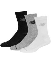 New Balance - Performance Cotton Cushioned Crew Socks 3 Pack En/Gris/Noir, Taille - Lyst