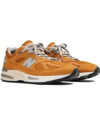 New Balance - Made In Uk 991v2 Brights Revival In Yellow/grey/white Suede/mesh - Lyst