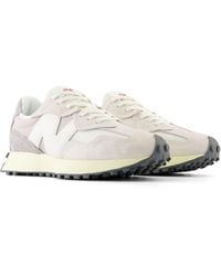 New Balance - 327 In White/grey Suede/mesh - Lyst