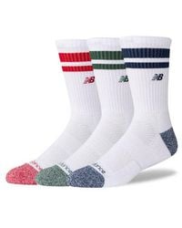 New Balance - Active Premium Stripe Crew Socks 3 Pack - Lyst
