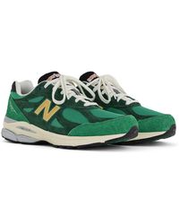 New Balance - Made In Usa 990v3 In Green/yellow Leather - Lyst