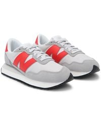 New Balance - 237 In Grey/true Red Suede/mesh - Lyst