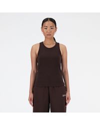 New Balance - Linear Heritage Rib Knit Racer Tank In Black Poly Knit - Lyst
