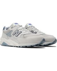 New Balance - 580 In Grey/blue Leather - Lyst