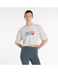 New Balance - Athletics Premium Chest Logo Cropped T-Shirt - Lyst
