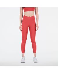 New Balance - Shape Shield 7/8 High Rise Pocket Tight In Red Poly Knit - Lyst