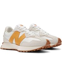 New Balance - 327 In White/yellow Synthetic - Lyst