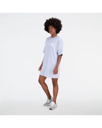 New Balance - Essentials stacked logo french terry graphic dress - Lyst