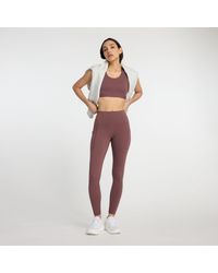 New Balance - Nb Sleek Pocket High Rise legging 27" In Brown Poly Knit - Lyst