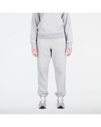 New Balance - Essentials Stacked Logo French Terry Sweatpant In Grey Cotton - Lyst