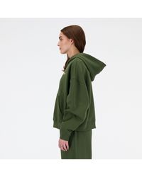 New Balance - Linear heritage brushed back fleece hoodie in grün - Lyst