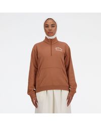 New Balance - Sportswear's Greatest Hits Quarter Zip In Brown Cotton Fleece - Lyst