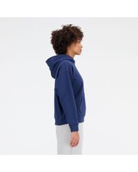 New Balance - Sport Essentials Premium Fleece Hoodie In Blue Cotton Fleece - Lyst