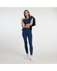 New Balance - Nb Sleek High Rise Sport legging 25" In Blue Poly Knit - Lyst