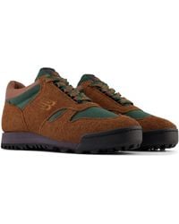 New Balance - Rainier Low In Brown/green/grey Leather - Lyst