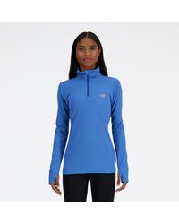New Balance - Sport Essentials Space Dye Quarter Zip In Blue Poly Knit - Lyst