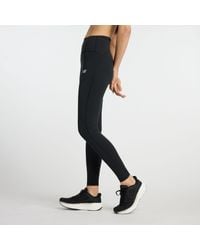 New Balance - Nb Sleek High Rise legging 27" In Black Poly Knit - Lyst
