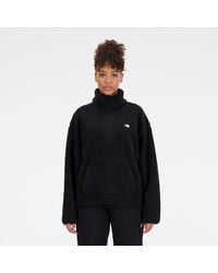 New Balance - Achiever Sherpa Pullover In Black Poly Knit - Lyst