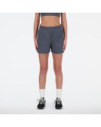 New Balance - Linear Heritage French Terry Short In Dark Grey Cotton Fleece - Lyst