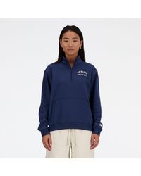 New Balance - Sportswear's Greatest Hits Quarter Zip In Blue Cotton Fleece - Lyst