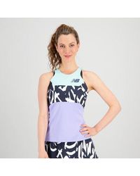 New Balance - Femme Printed Tournament Racerfront Tank En, Poly Knit, Taille - Lyst
