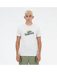 New Balance - Sport Essentials Heathertech Graphic T-shirt In White Poly Knit - Lyst
