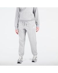 New Balance - Essentials Stacked Logo French Terry Sweatpant In Grey Cotton - Lyst