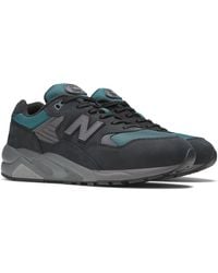 New Balance - 580 In Black/green/grey Leather - Lyst