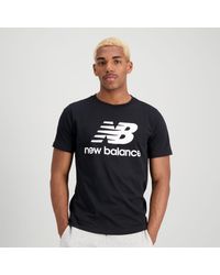 New Balance T-Shirt Essentials Stacked Logo - Nero