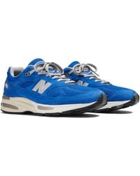 New Balance - Made In Uk 991v2 Brights Revival In Blue/grey/white Suede/mesh - Lyst