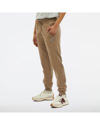 New Balance - Nb Small Logo Pants In Brown Cotton - Lyst