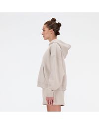 New Balance - Linear heritage brushed back fleece hoodie in grau - Lyst