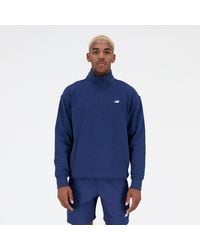 New Balance - Athletics Remastered French Terry 1/4 Zip In Blue Cotton Fleece - Lyst