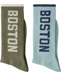 New Balance - Boston Crew Socks 2 Pack In Green/blue Cotton - Lyst