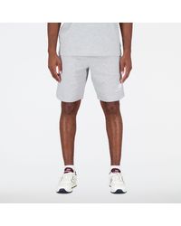 New Balance - Essentials Stacked Logo French Terry Short In Cotton Fleece - Lyst