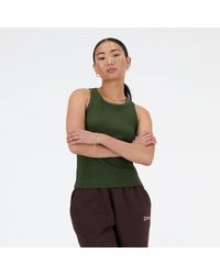New Balance - Femme Linear Heritage Rib Knit Racer Tank En, Poly Knit, Taille - Lyst