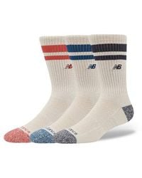 New Balance - Active Premium Stripe Crew Socks 3 Pack - Lyst