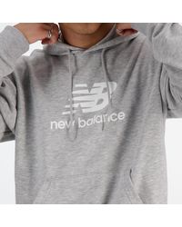 New Balance - Sport essentials french terry logo hoodie in grigio - Lyst