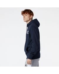 New Balance - Nb Essentials Stacked Full Zip Hoodie In Cotton - Lyst