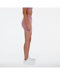 New Balance - Nb Sleek High Rise Sport Short 5" In Pink Poly Knit - Lyst