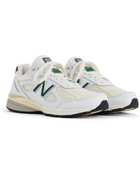 New Balance - Made In Usa 990v4 In Beige/green Leather - Lyst