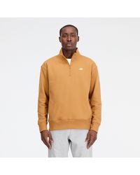 New Balance - Athletics remastered french terry 1/4 zip in braun - Lyst
