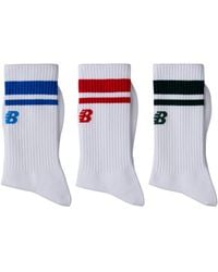 New Balance - Essentials Line Midcalf 3 Pack In White/red/blue/green Cotton - Lyst