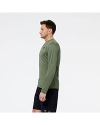 New Balance - Tenacity Long Sleeve T-shirt In Green Poly Knit - Lyst