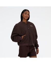 New Balance - Femme Linear Heritage Woven Bomber Jacket En, Polywoven, Taille - Lyst